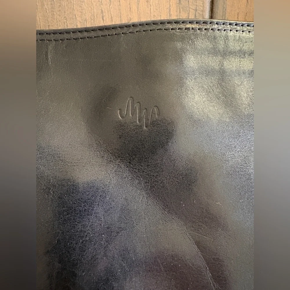 Monsac Black Leather Messenger Bag